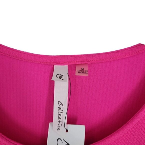 NY Collection Medium Pink Short Sleeve Knit Dress Barbiecore - Picture 3 of 6